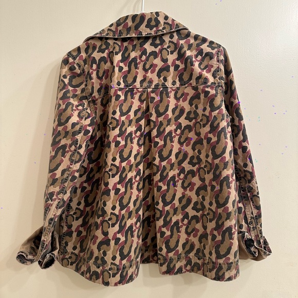 Veronica Beard Mercer Leopard Print Denim Military Inspired Jacket - Picture 2 of 3
